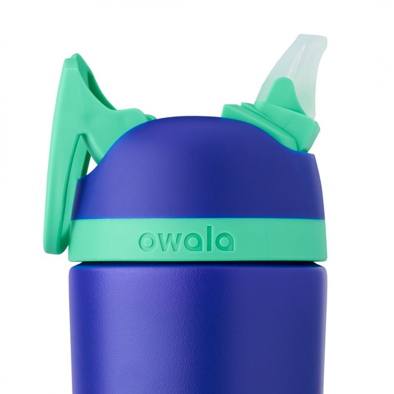 Bouteilles d'eau Owala 14oz Kids' Stainless Steel Flip? Stainless Steel Bleu | GDC-97075098